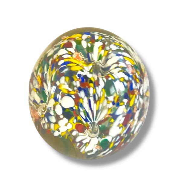 Vintage MULTI COLORED Blown Art Glass Paperweight India Pontil - Picture 5 of 5